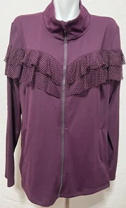 Chaqueta Livi 22/24 2X 3X Mujer Activa Top Cremallera Completa Ciruela Púrpura Volantes Bolsillos - Imagen 1 de 7