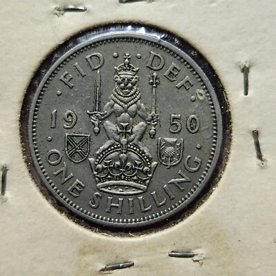 1950 Great Britain George VI 1 Scottish Crest 1 Shilling Coin  - Image 1 of 3