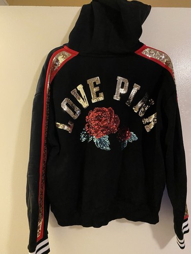 UNDERCOVER Felpa con cappuccio Victoria’s Secret PINK BLING paillettes rosa taglia grande super rara carina! :)