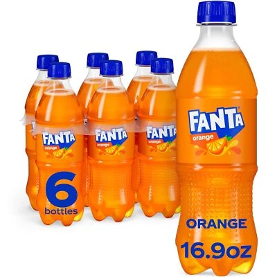 Fanta Orange Soda flavored soft Drink, 16.9 Fl Oz, Pack of 6 - Image 1 of 4