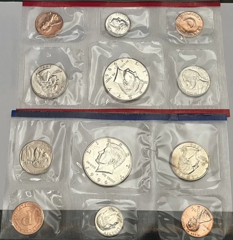 1996 US Mint Uncirculated Set P D & W 11 Coins With West Point Minted Dime Cover