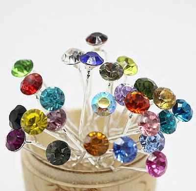 Set 10 Haarnadeln Strass Hochzeit Kommunion Haarschmuck Kristall FARBEN 5 mm Ø - Bild 1 von 4