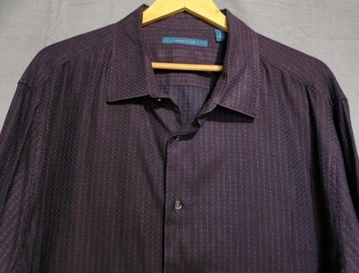 Perry Ellis Shirt Men 2X Textured Cotton Check Long Sleeve Casual Office Work - Image 1 of 4