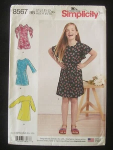 SIMPLICITY PATTERN - 8567 GIRLS PLUS DRESS OVERLAY SLEEVE SLITS 8.5-16.5 UNCUT - Picture 1 of 2