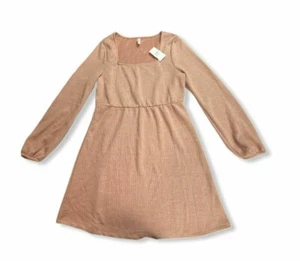 Women's Long Sleeve Square Neck Knit Midi Dress -Xhilaration -L-Light Pink -S475 - Picture 1 of 2