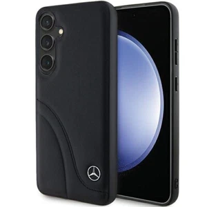 Coque Pour Galaxy S24 Plus Mercedes En Cuir Véritable Noir Avec Logo Étoile - Zdjęcie 1 z 8