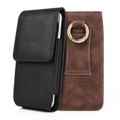 Vertical Holster Belt Clip Carrying Leather Case Cover Pouch For iPhone Samsung - Image 1 of 4