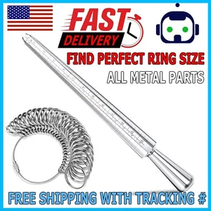 Metal Ring Sizer Gauge Mandrel Finger Sizing Measure Stick Standard Jewelry Tool - Picture 1 of 12