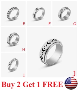 Sun and Moon Anxiety Fidget Ring Stainless Steel ADHD Decompression Jewelry Star - Picture 1 of 18