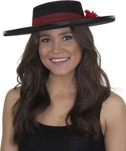 Day of the Dead Hat Red Lace Band Rose Fancy Dress Halloween Costume Accessory - Picture 1 of 1