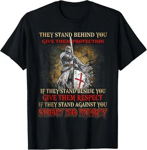 NUEVA LIMITADA Camiseta They Stand Behind You Give Them Protection Caballero Templario - Imagen 1 de 3