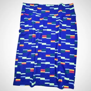 Gonna LuLaRoe Cassie 2XL blu stampa geometrica pull-on matita elasticizzata lunghezza ginocchio - Foto 1 di 10