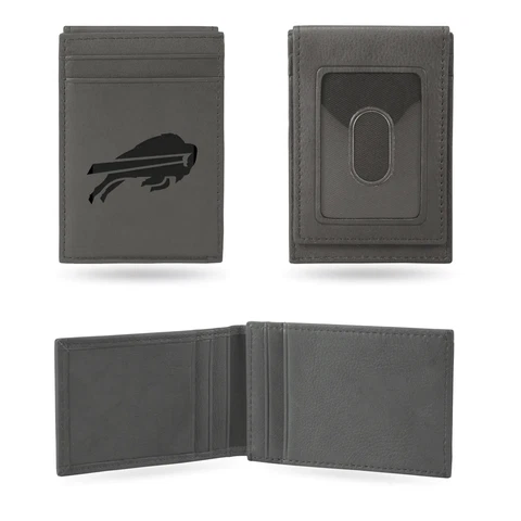 NFL BUFFALO BILLS WALLET GRAY FRONT POCKET LASER ENGRAVED Cover