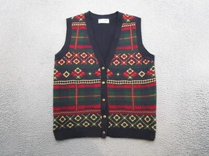 VTG 90s Alfred Dunner Argyle Diamond Knit Plaid Button Up Sweater Vest Size M - Picture 1 of 9