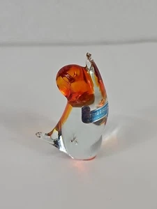*Chipped* 3.5" Vintage Murano Glass Bird Amber Transparent Orange Made in Italy - Picture 1 of 13