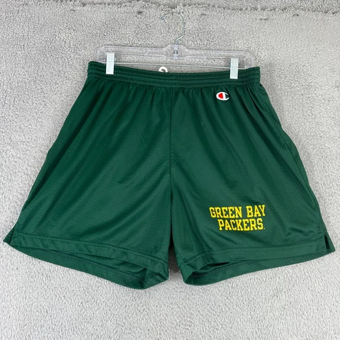 Vintage Champion Green Bay Packers Shorts Mesh Adjust Drawstring 90s Adult XL Cover