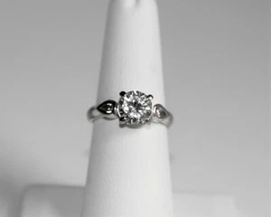 Vintage 2.04 Carat Round CZ Sterling Silver Ring - Picture 1 of 12