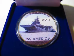 US NAVY - USS AMERICA (LHA-6) Challenge Coin w/ Presentation Box - Picture 1 of 12