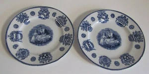 2 platos antiguos Staffordshire Ware Meakin John Alden tienda de regalos primera edición limitada - Imagen 1 de 3