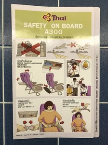 Thai Airways A300 Safety Card 1995 - Picture 1 of 3