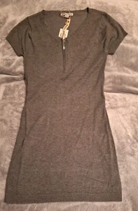 Gray Moral Fiber Knit Short Sleeve Sweater Dress Size Large - Picture 1 of 10