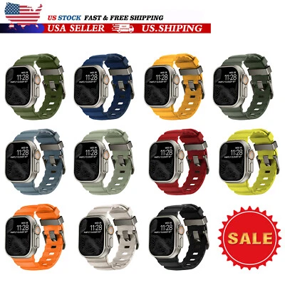 For Apple Watch Series 10 9 8 7 6 5 4 3 FE Ultra Sport Rubber Adjustable Band - Image 1 of 4