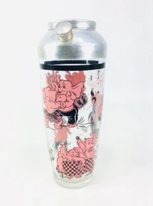 Rare Hazel Atlas Pink Elephants Cocktail Shaker - Picture 1 of 6