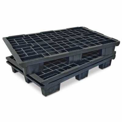 Euro-Leichtpalette Aus Kunststoff – 1200x800x153 Mm, Schwarz, Bis 1200 Kg Belastbar