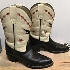 CIMARRON FOOTWEAR Girls Western Leather Boots Sz 13.5 M Black-Beige-Red PreOwned