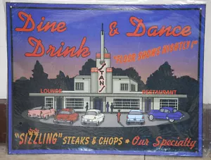 Dine Drink & Dance Drive in Restaurant Vintage Metal Sign - Picture 1 of 2