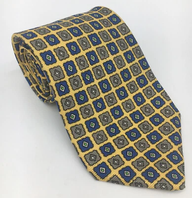 Corbata de seda Robert Talbott Fillings PA azul amarillo geométrica 58,5 X 3,75" Foto 1 de 4