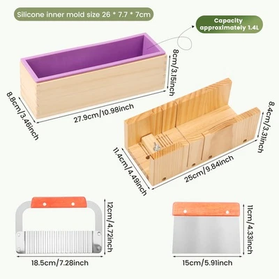 Soap Wooden Mould  Wave and Straight Cutter Soap Making Kit Multipurpose Copqs - Image 1 of 4