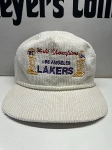 VINTAGE 1980โs WHITE CORDUROY Los Angeles Lakers NBA World Champions Hat๐ฅ๐๐ฅ - Picture 1 of 10