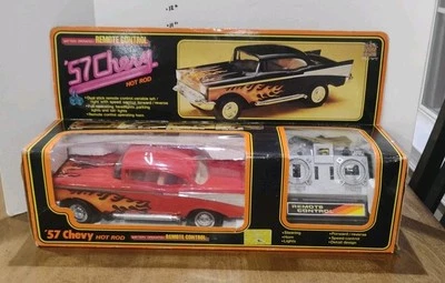 Vintage 80’s TOY STATE Corded Remote Control RC Red Flames 57 Chevy New In Box - Image 1 of 4