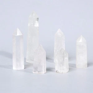 Cuarzo de roca cristal natural columna hexagonal varita punto pilar piedra curativa - Imagen 1 de 4