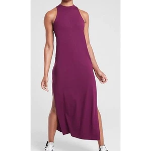 ATHLETA WOMEN'S TALL PURPLE SLEEVELESS DESTINATION MAXI DRESS Sz MT Leg Slit - Picture 1 of 7