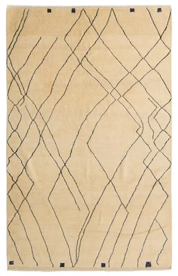 Moderna Nueva Alfombra de Lana Marroquí Color Negro Lujo Hecho a Mano Diseño de Área Alfombra Alfombra Foto 1 de 4