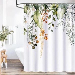Green Eucalyptus Shower Curtains for Bathroom Watercolor Natural Plant Flower - Picture 1 of 5