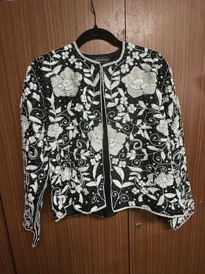 Royal Feelings Silk/Sequins Jacket- Size Large - Image 1 of 4