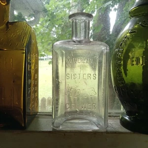 7 SUTHERLAND SISTERS HAIR GROWER HAND BLOWN 1890s QUACK HAIR NOSTRUM BOTTLE - Picture 1 of 7