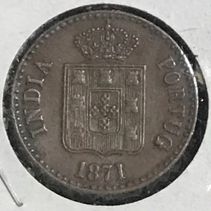 India Portugués 10 Reis KM 303 XF/AU 1871 - Imagen 1 de 2