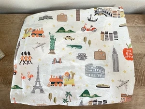 Lenzuolo con angoli Pottery Barn bambini fucile carta Co Globe Trotter 100% cotone bambino - Foto 1 di 6