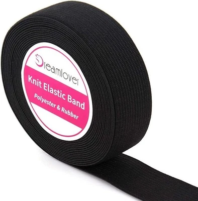 Paquete de 2 bandas elásticas de costura de alta elasticidad de 20 yardas 1 pulgada de ancho elásticas elásticas Cra Foto 1 de 4