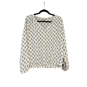 LOFT Damen Bluse Blumenmuster V-Ausschnitt elegant Karriere Langarm weiß Gr. S - Bild 1 von 10