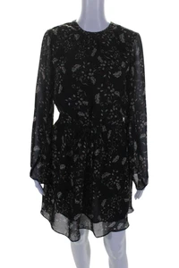 Heartloom Womens Long Sleeve Floral Crew Neck A Line Dress Black Size Small - Picture 1 of 6