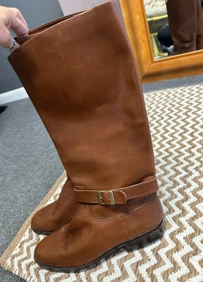 Botas de montar Etienne Aigner Jordan de cuero marrón para mujer talla 9,5 M dinero antiguo Foto 1 de 4