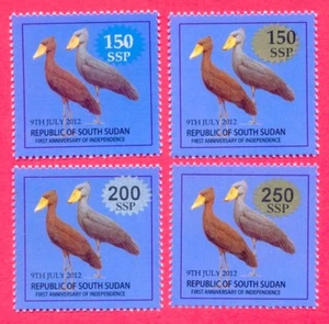 SOUTH SUDAN 2011 Scott "23-26" Surcharges WITH SERIFS on £1 Bird Free USA Ship - Picture 1 of 1