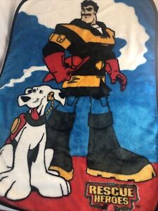 Rescue Heroes Plush Blanket Billy Blazes Smokey Dog Firefighter 30 x 43 inches