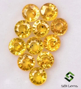 3.75 mm Natural Yellow Sapphire Round Cut Lot 11 Pcs 3.81 Cts Calibrated Gems - Picture 1 of 5