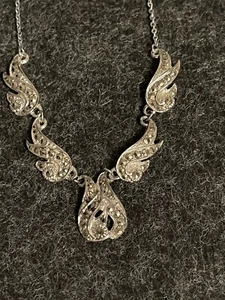 Vintage Necklace Silvertone And Crystals 1930-1950 - Picture 1 of 4